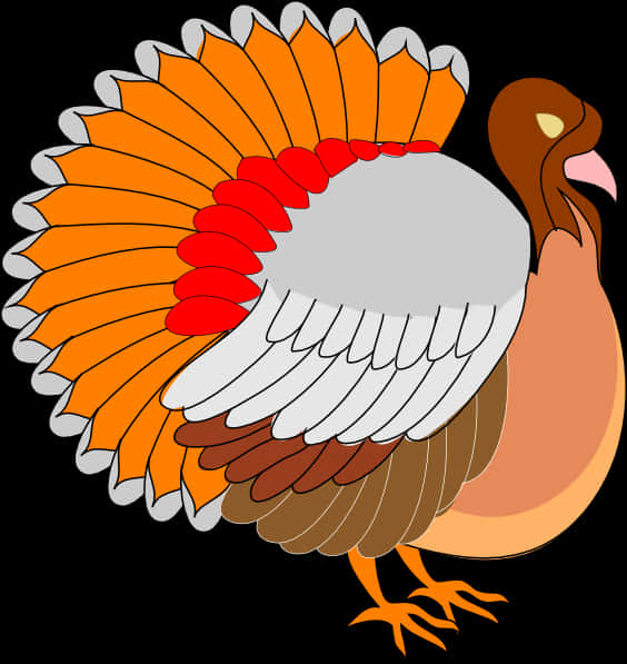 Colorful Cartoon Turkey Illustration PNG