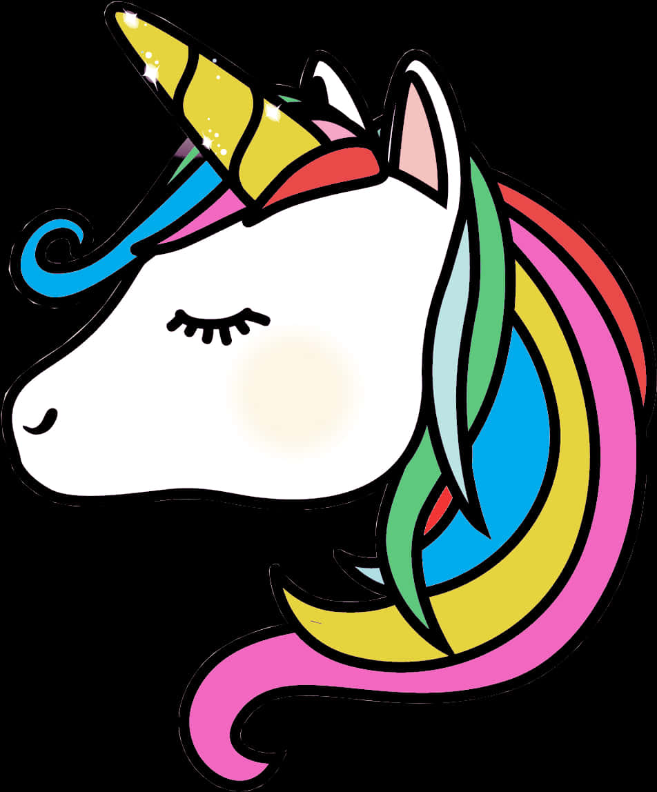 Colorful Cartoon Unicorn Head PNG