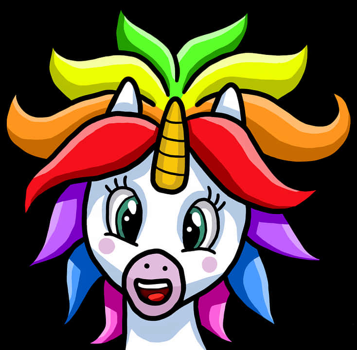 Colorful Cartoon Unicorn Head PNG