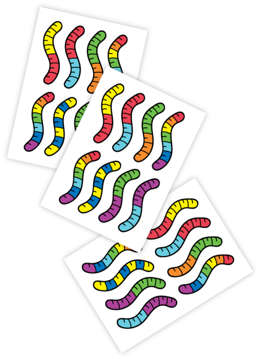 Colorful Cartoon Worms Playing Cards PNG
