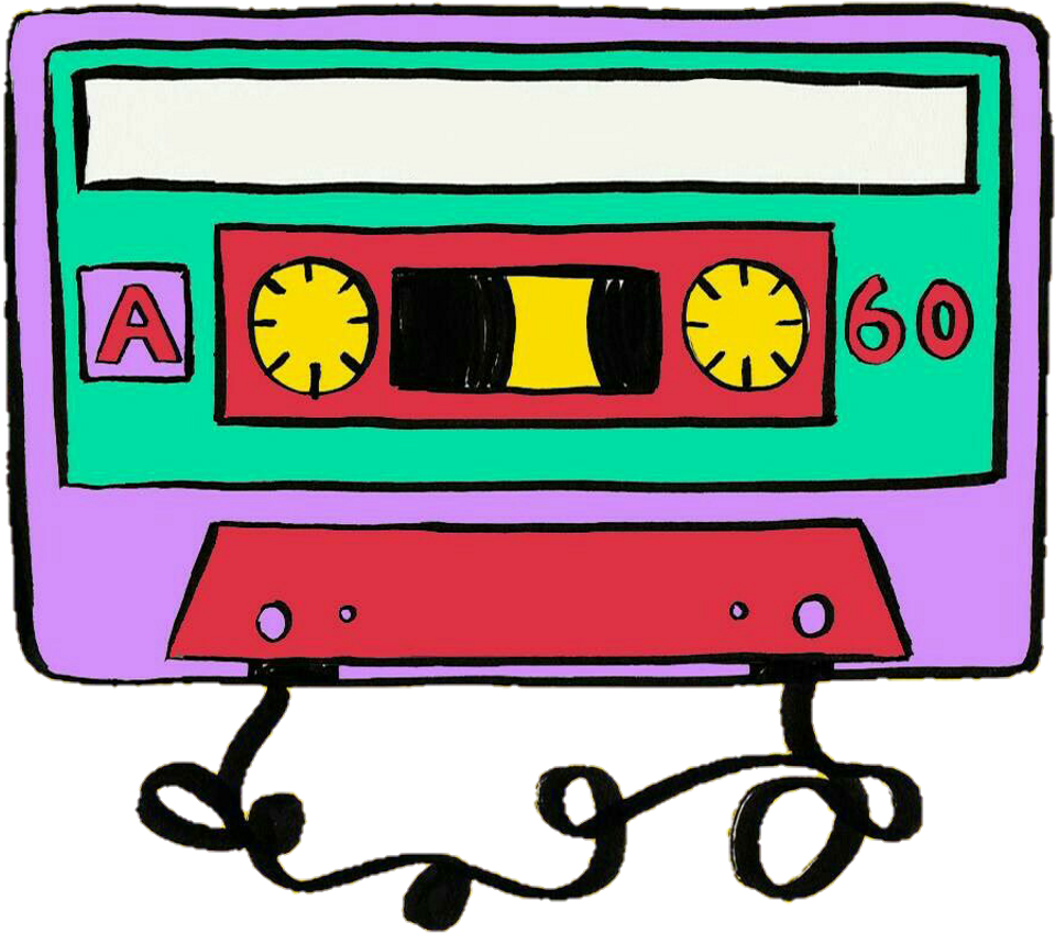 Colorful Cassette Tape Drawing PNG