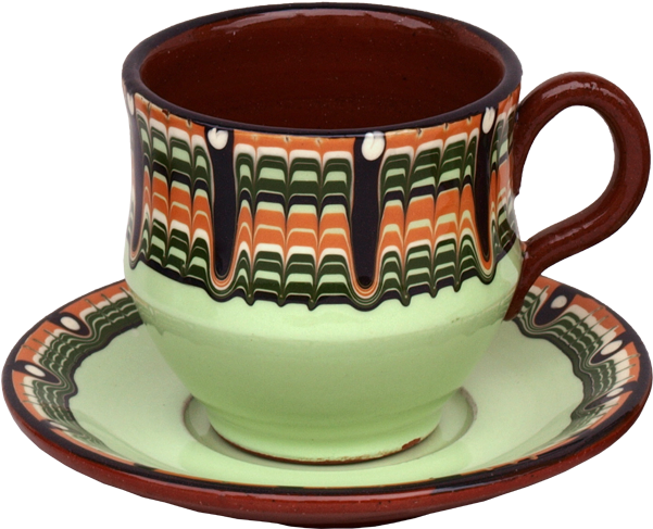 Colorful Ceramic Tea Cupand Saucer PNG