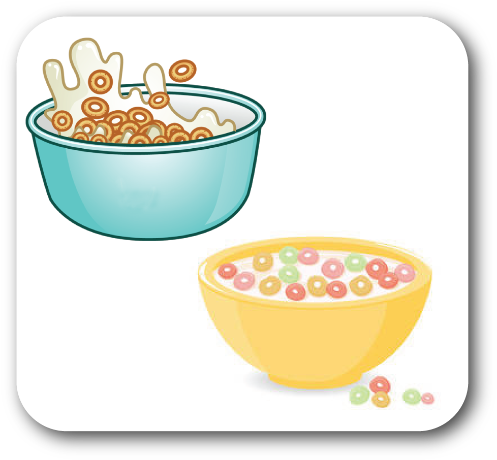 Colorful Cereal Bowls Illustration PNG