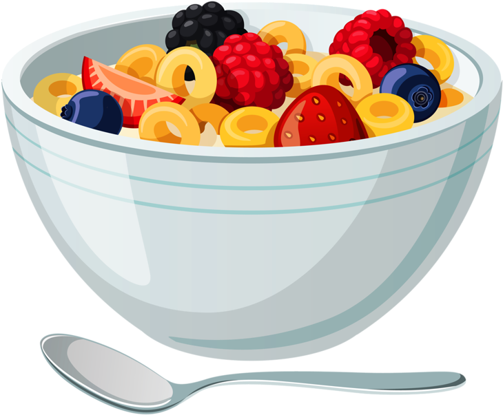 Colorful Cerealwith Fruitsand Spoon PNG
