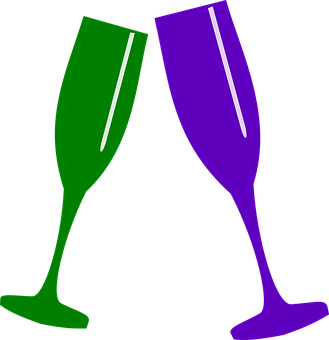 Colorful Champagne Glasses Vector PNG