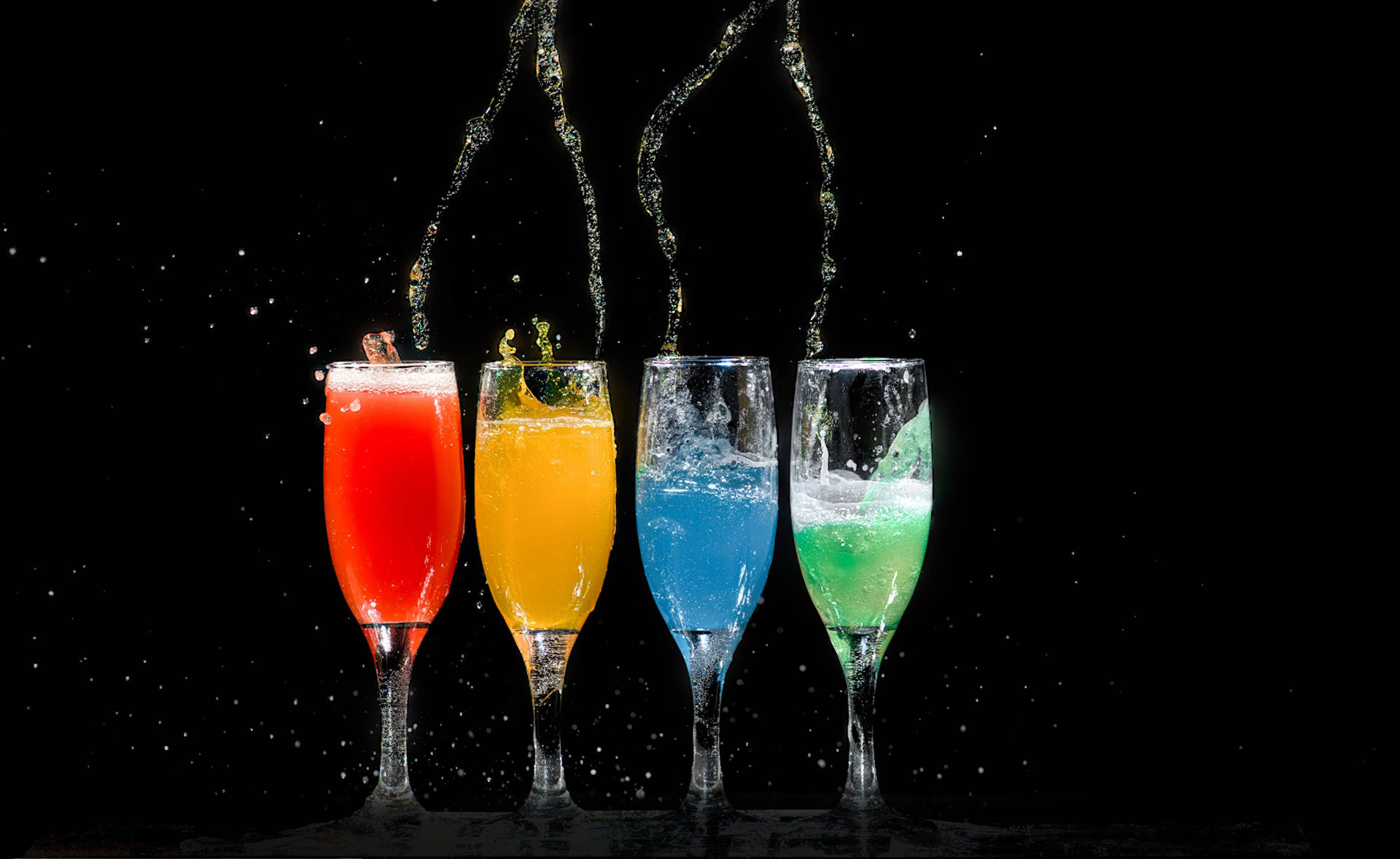 Colorful Champagne In Black Screen Picture