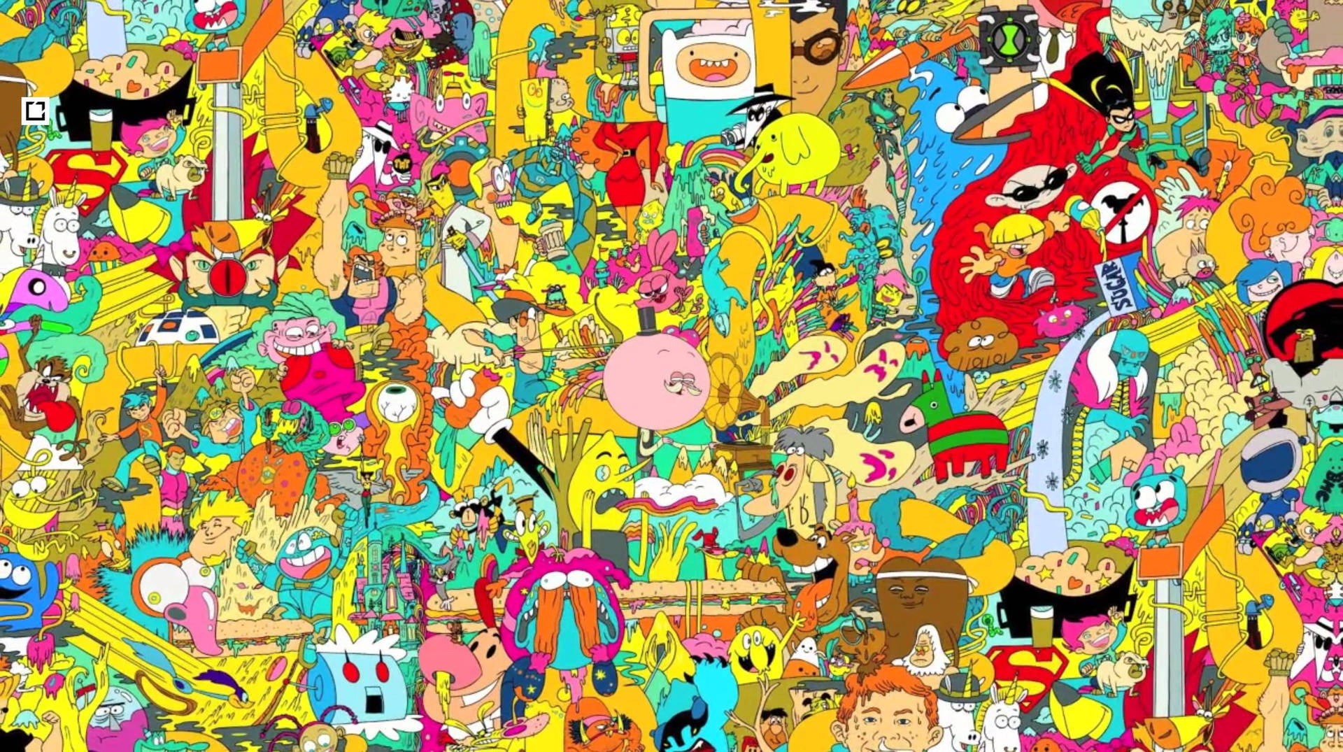 Farverig kaotisk Cartoon Network figurer Wallpaper