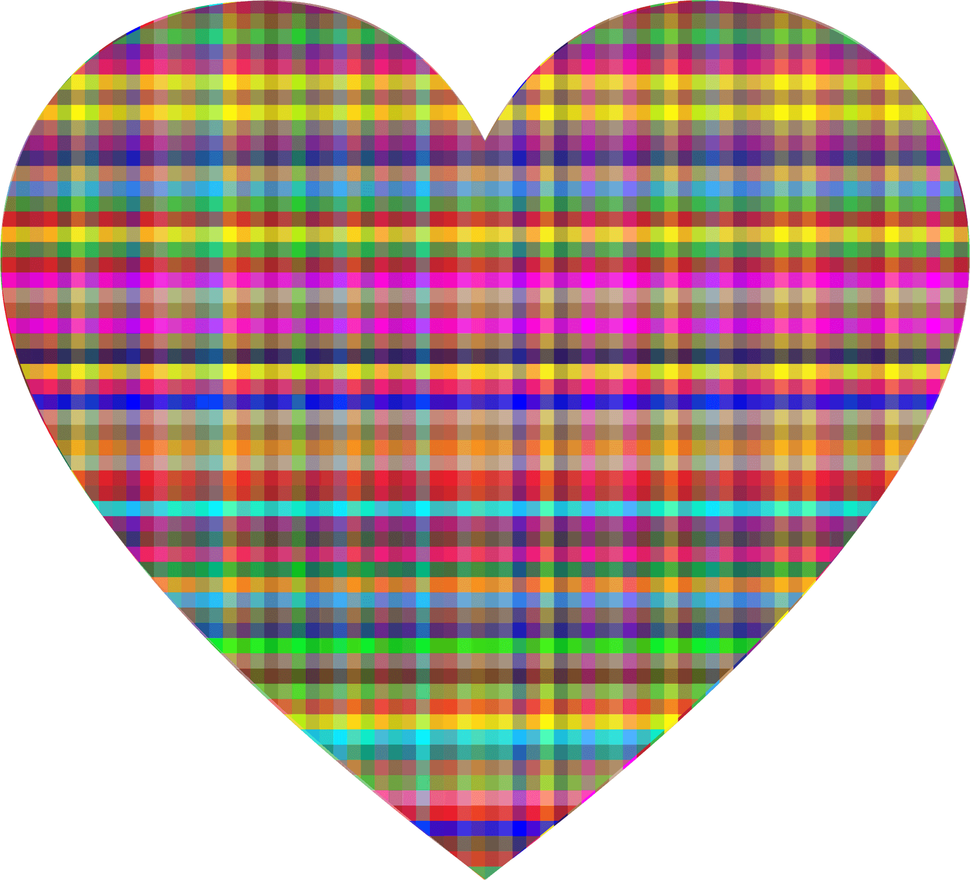 Colorful Checkered Heart Pattern PNG