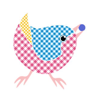 Colorful Checkered Pattern Bird Illustration PNG