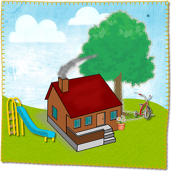 Colorful Childlike House Illustration PNG