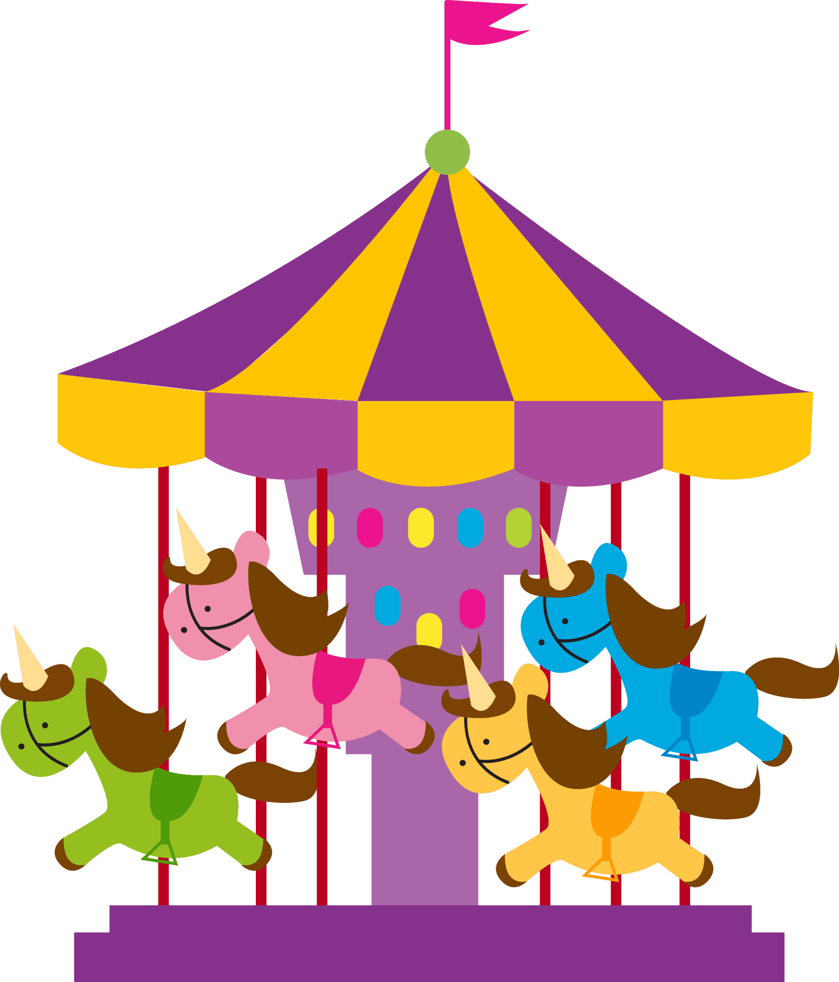 Colorful Childrens Carousel Illustration PNG
