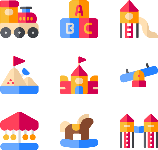 Colorful Childrens Playground Icons PNG