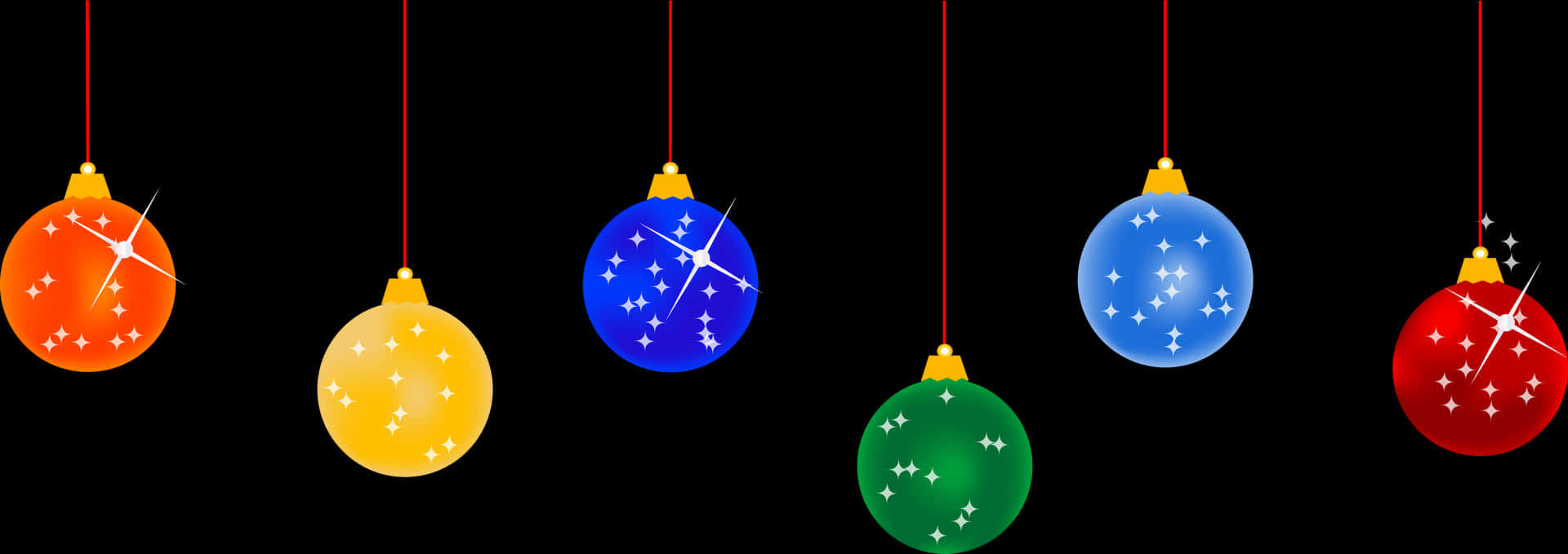 Colorful Christmas Baubleson Black Background PNG
