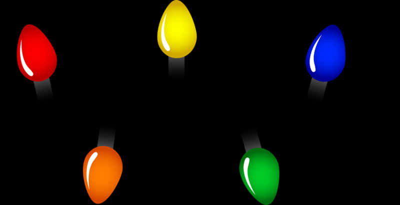 Colorful Christmas Lights Black Background PNG
