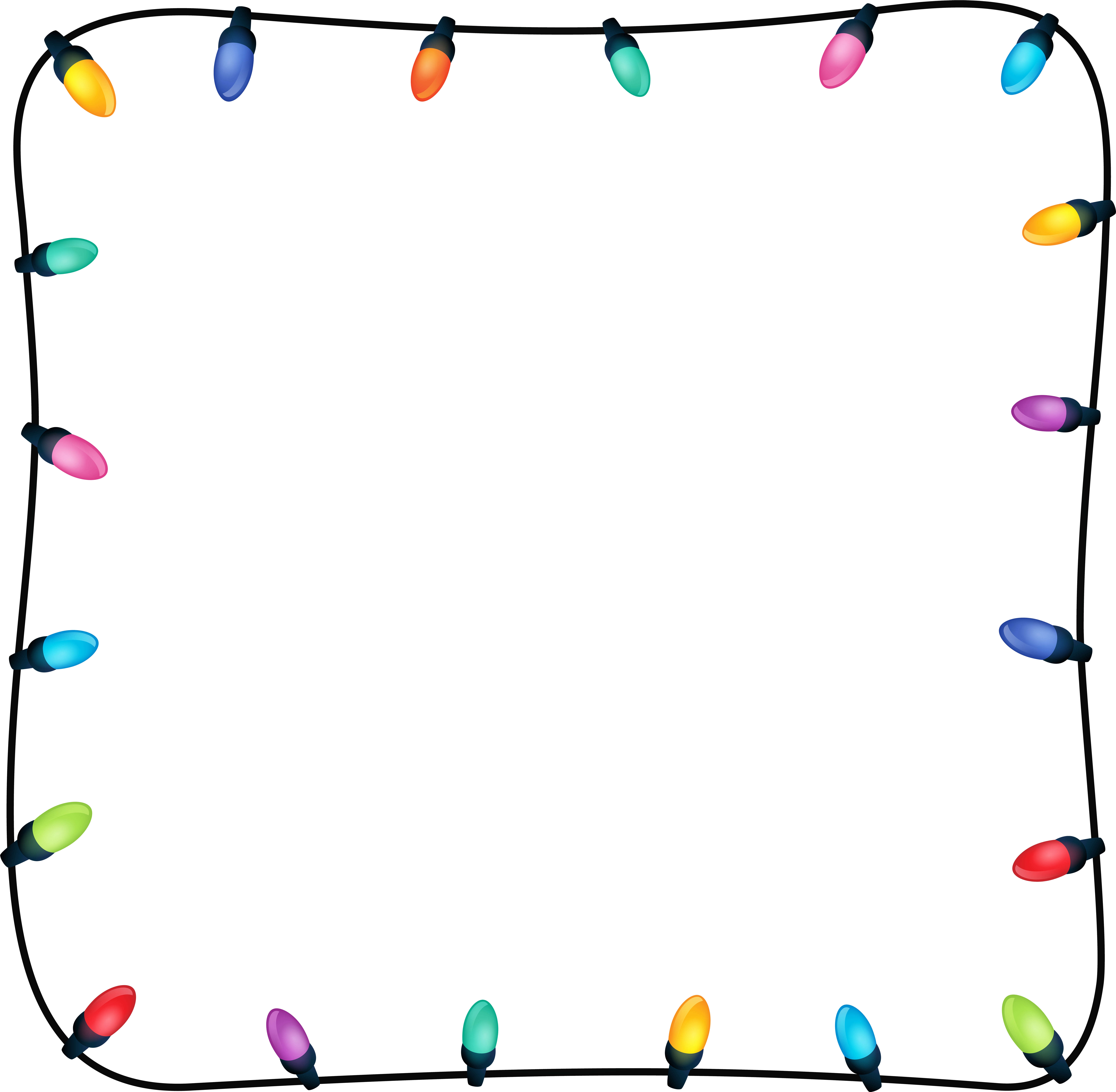 Colorful Christmas Lights Border Clipart PNG