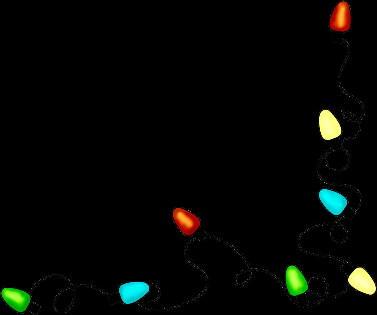 Colorful Christmas Lights Border PNG