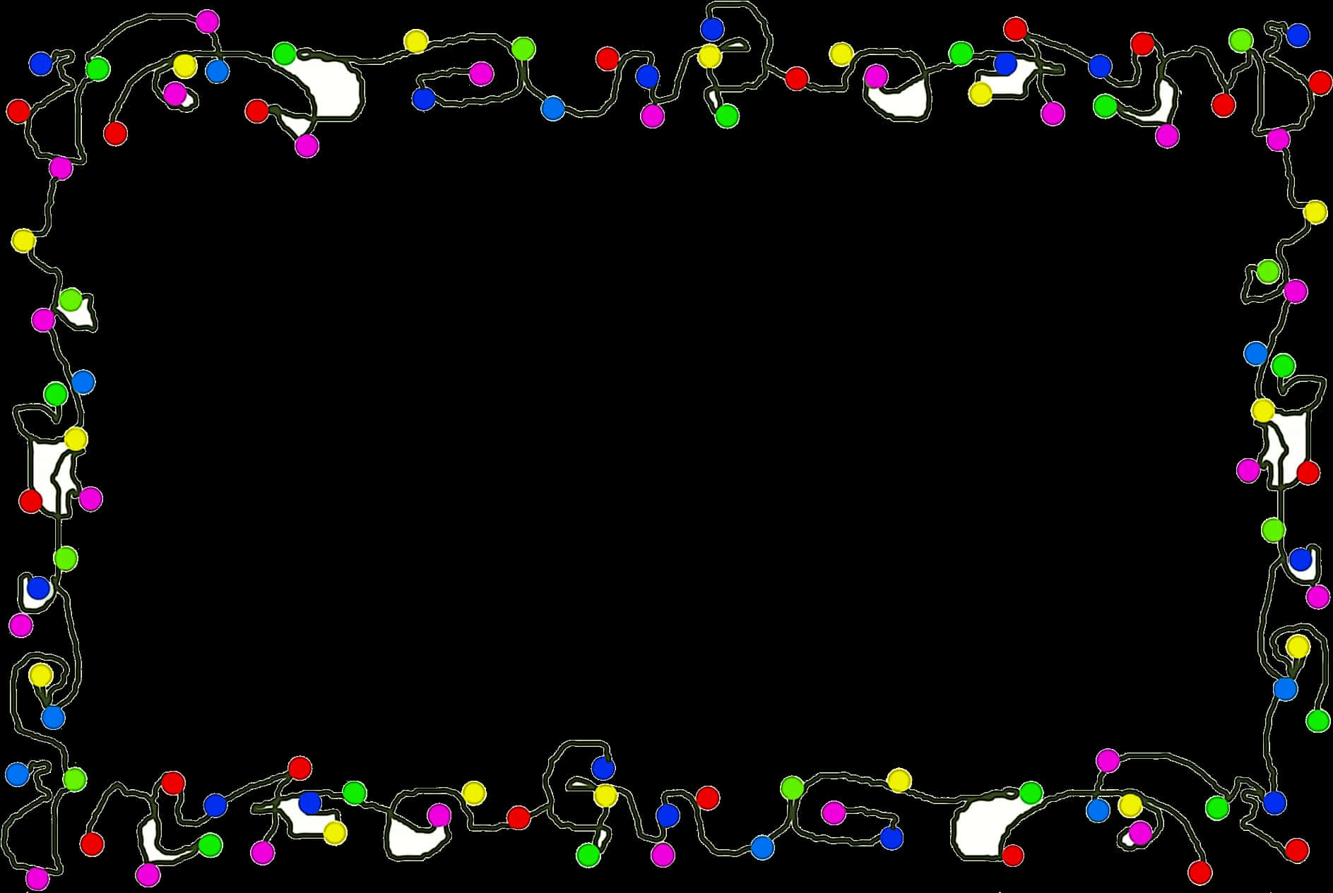 Colorful Christmas Lights Frame PNG