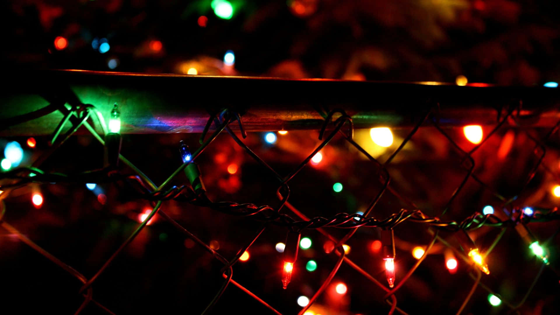 Colorful Christmas Lights On Fence Wallpaper