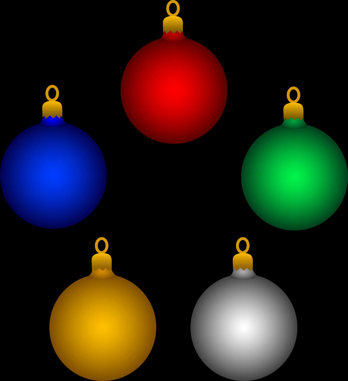 Colorful Christmas Ornaments Vector PNG