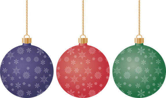 Colorful Christmas Ornaments PNG