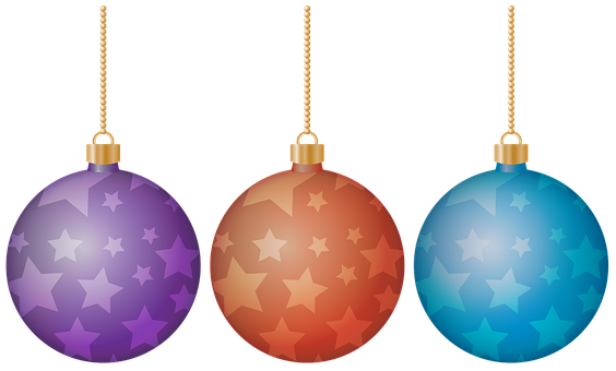 Colorful Christmas Ornamentswith Stars PNG