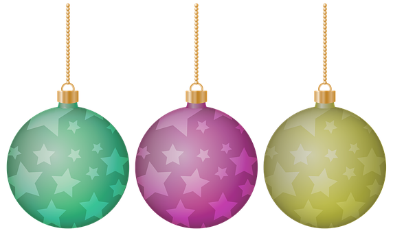 Colorful Christmas Ornamentswith Stars PNG