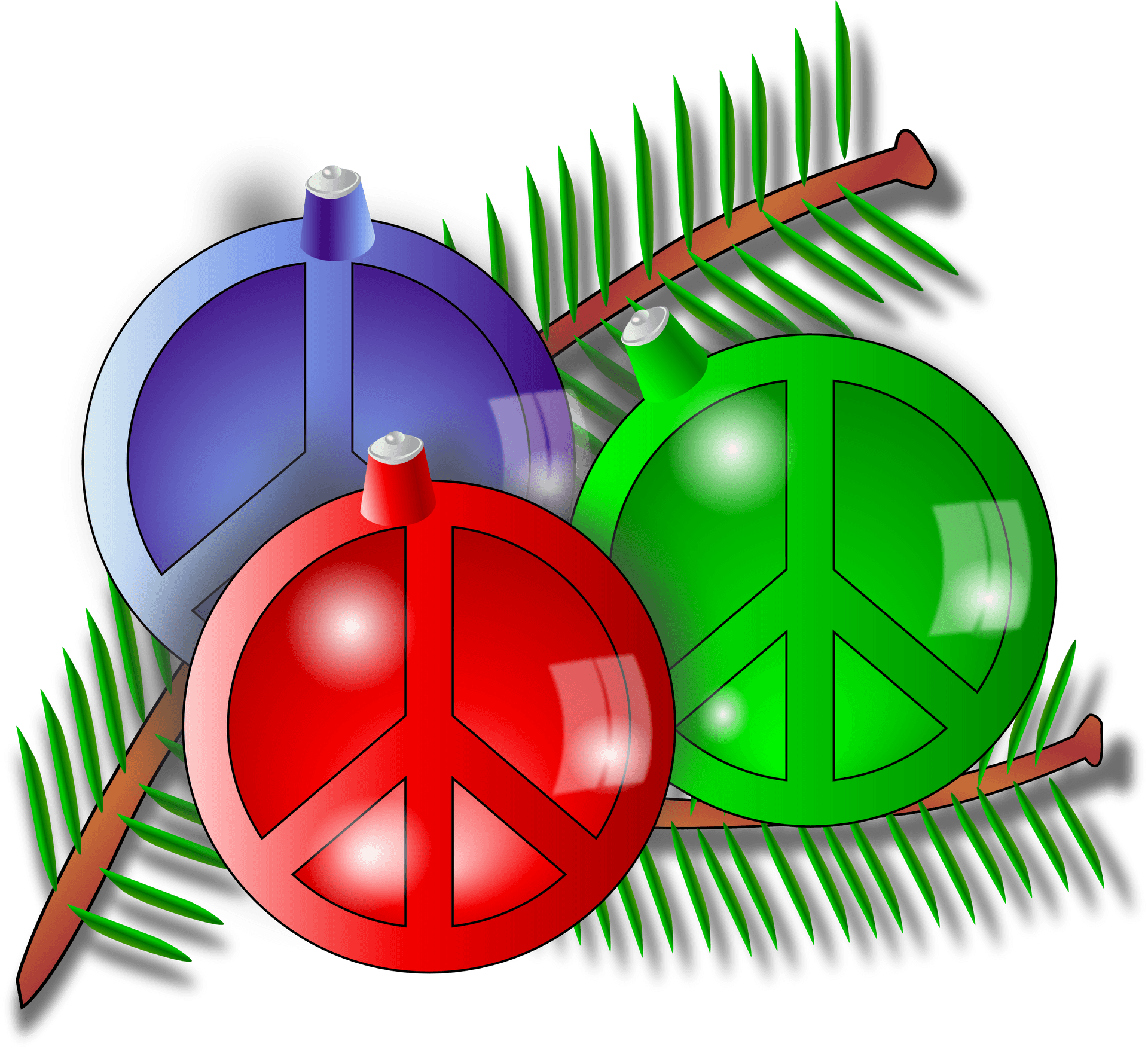 Colorful Christmas Peace Ornaments PNG