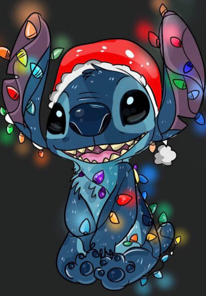 Colorful Christmas Stitch Drawing Wallpaper