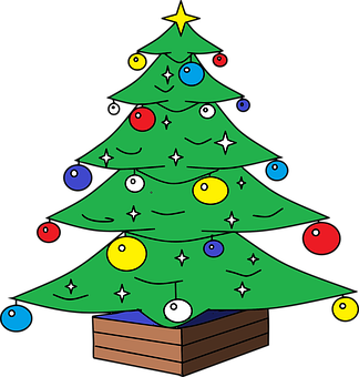 Colorful Christmas Tree Cartoon PNG