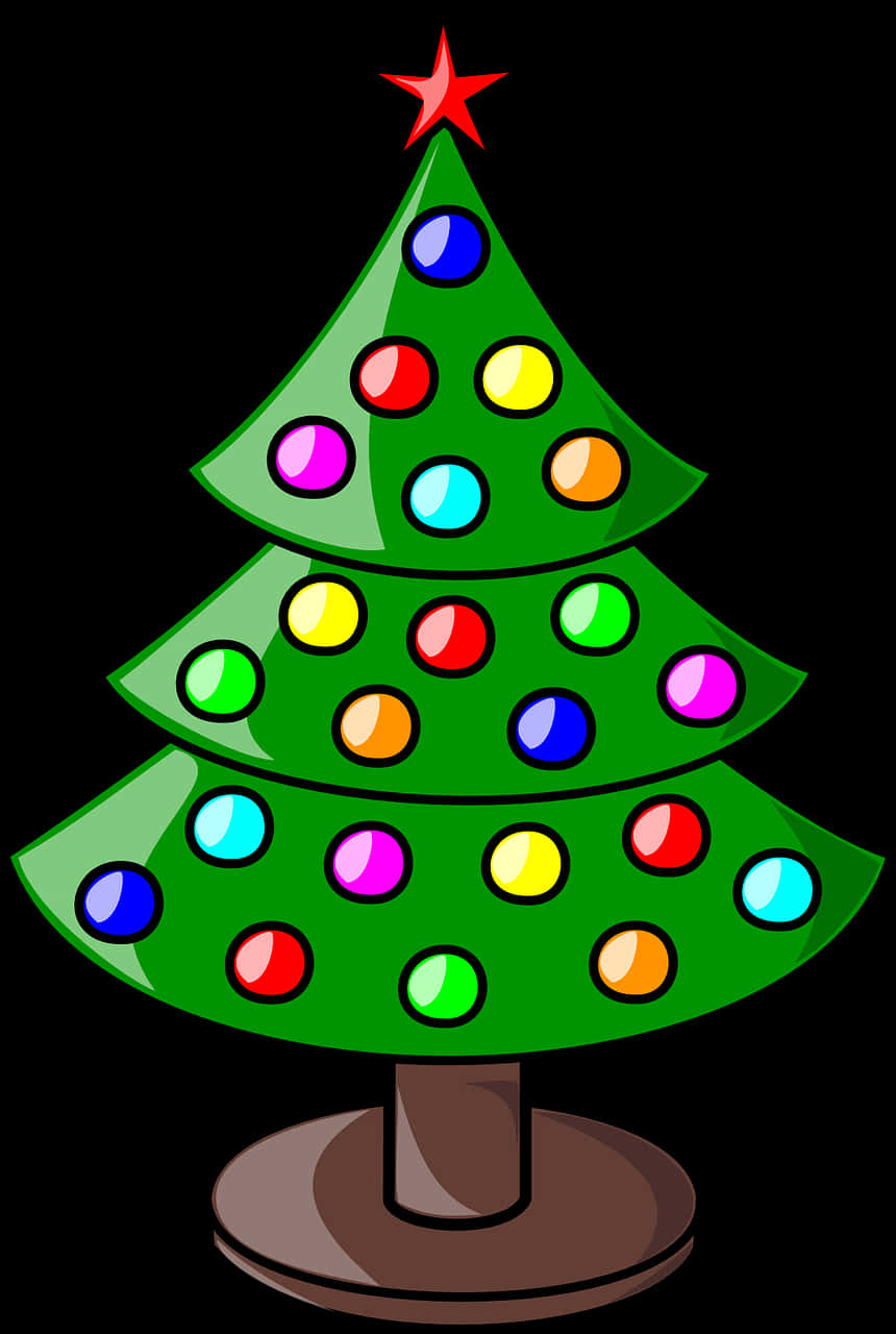 Colorful Christmas Tree Cartoon PNG