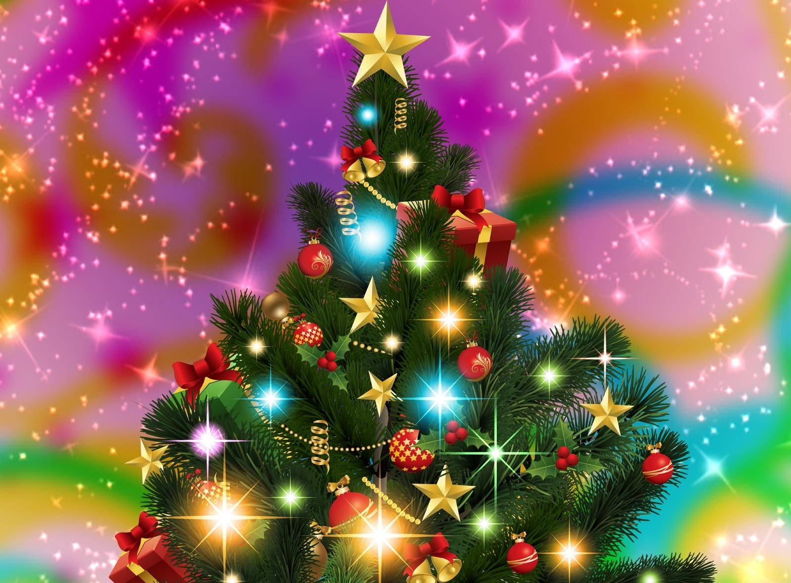 Bring Christmas to Life with a Colorful Holiday Tree Wallpaper