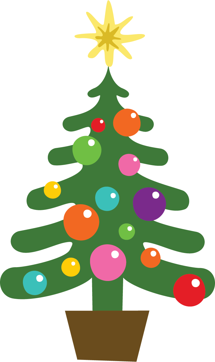 Colorful Christmas Tree Illustration PNG