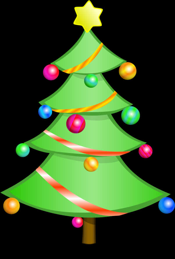 Colorful Christmas Tree Illustration PNG