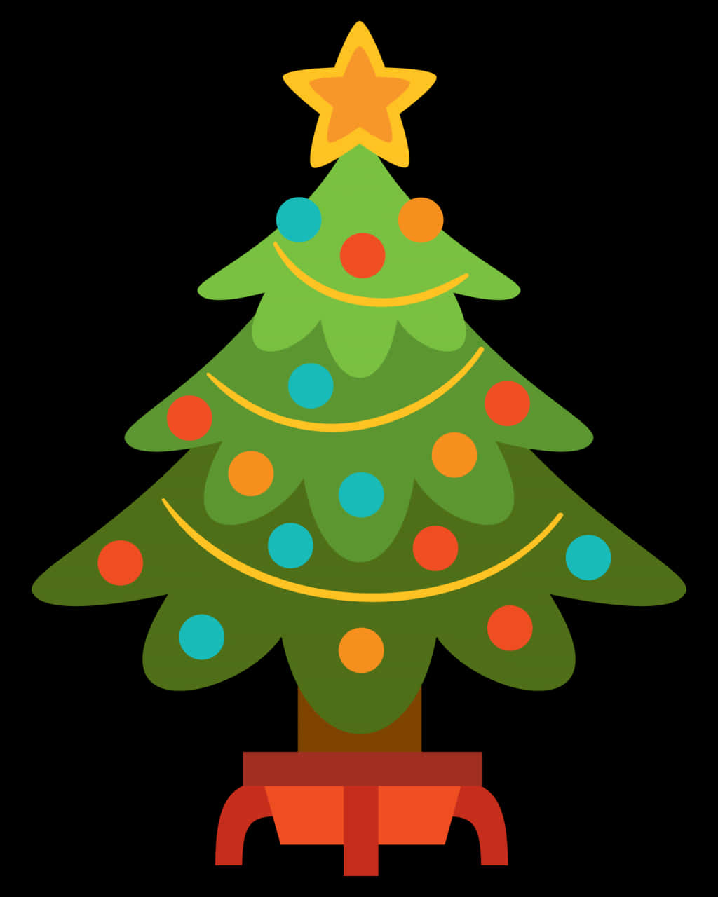 Colorful Christmas Tree Illustration PNG