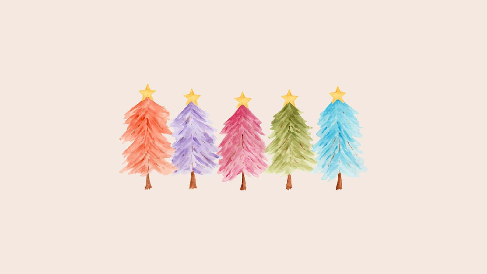 Colorful Christmas Trees Artistic Background Wallpaper