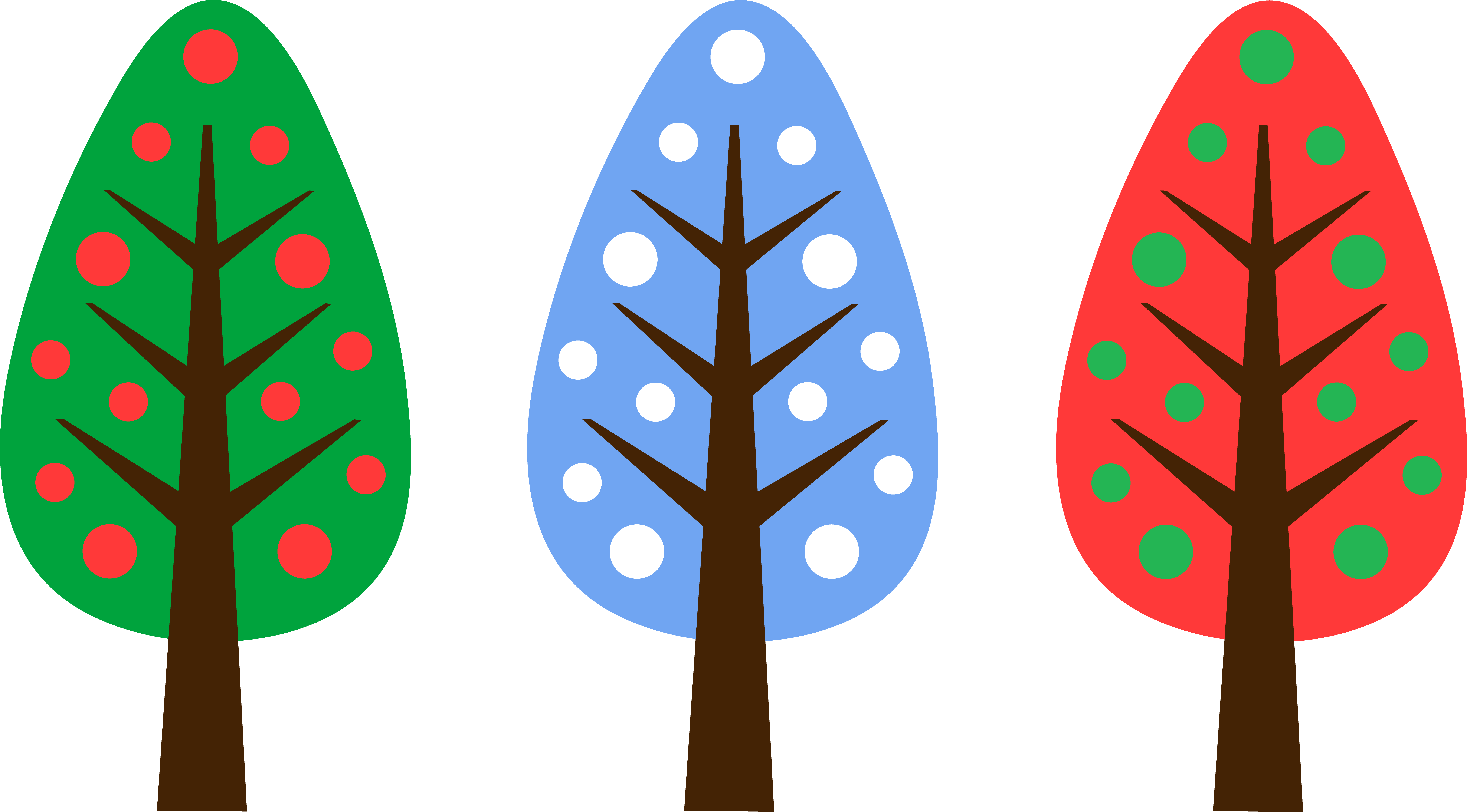 Colorful Christmas Trees Clipart PNG