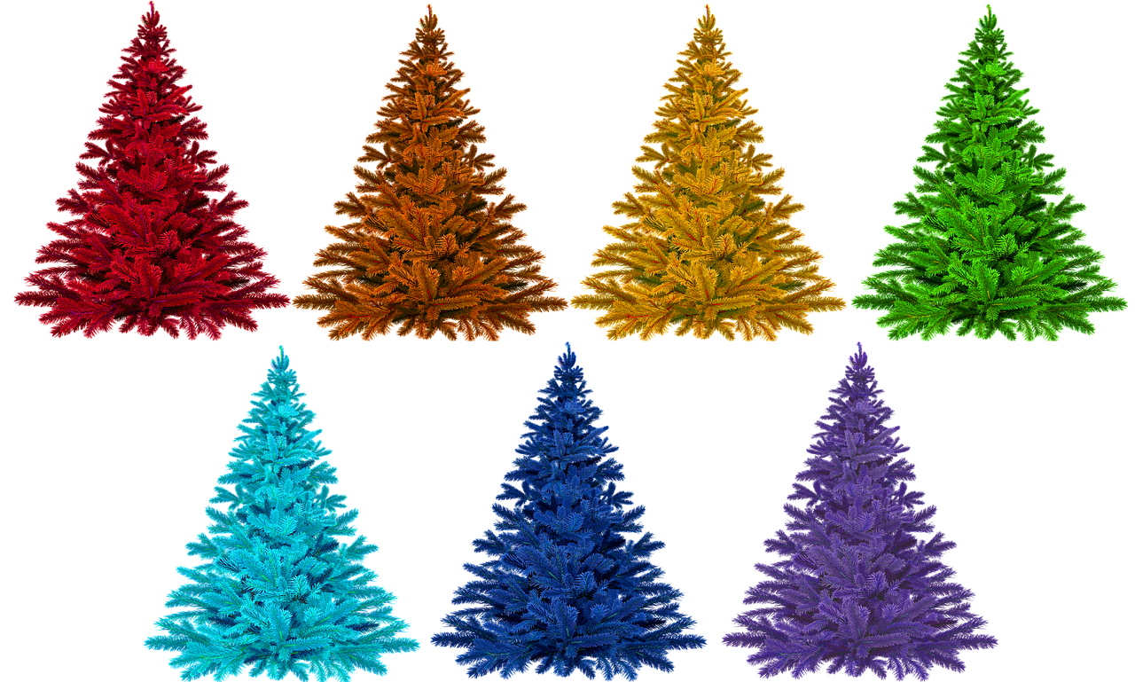 Colorful Christmas Trees Variety PNG