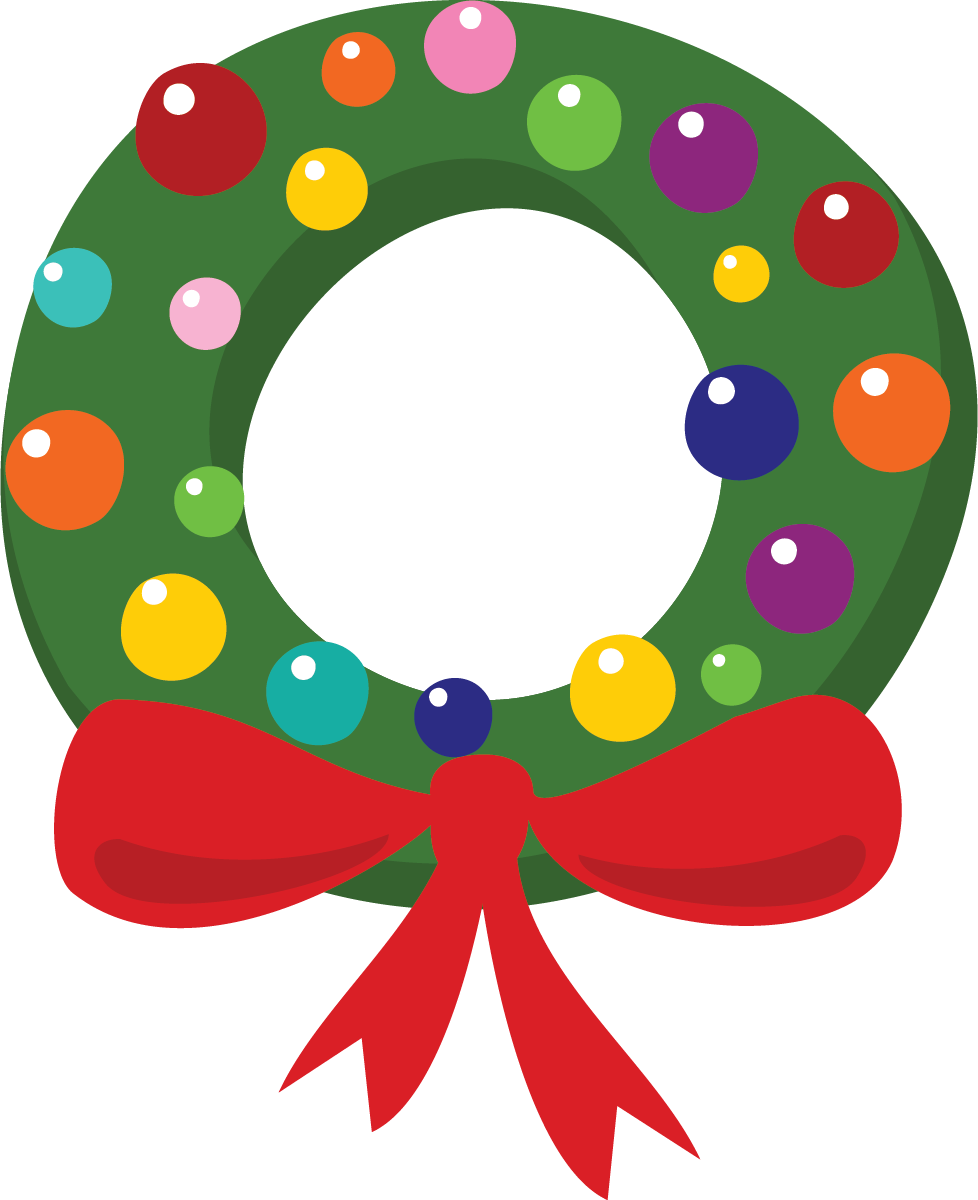 Colorful Christmas Wreath Illustration PNG