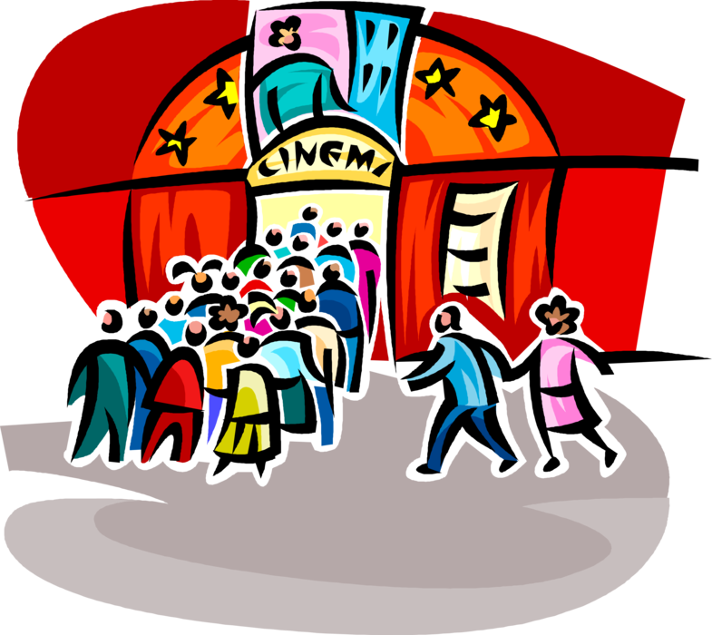 Colorful Cinema Queue Illustration PNG