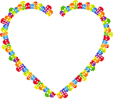 Colorful Cityscape Heart Outline PNG
