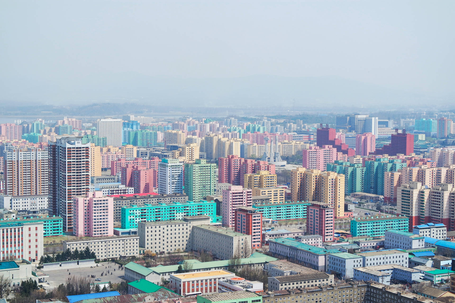 Colorful Cityscape Pyongyang Wallpaper