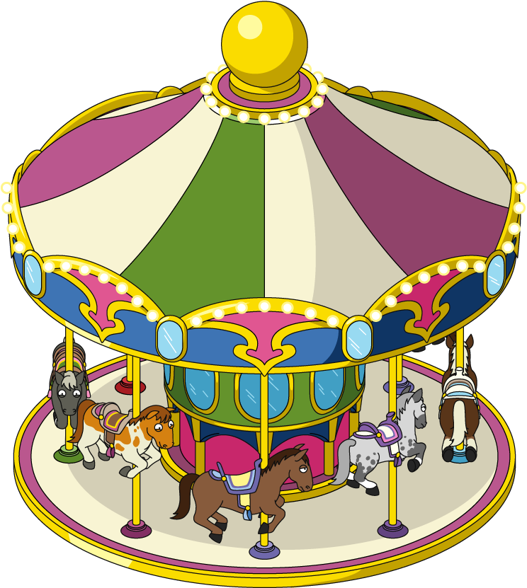 Colorful Classic Carousel Illustration PNG