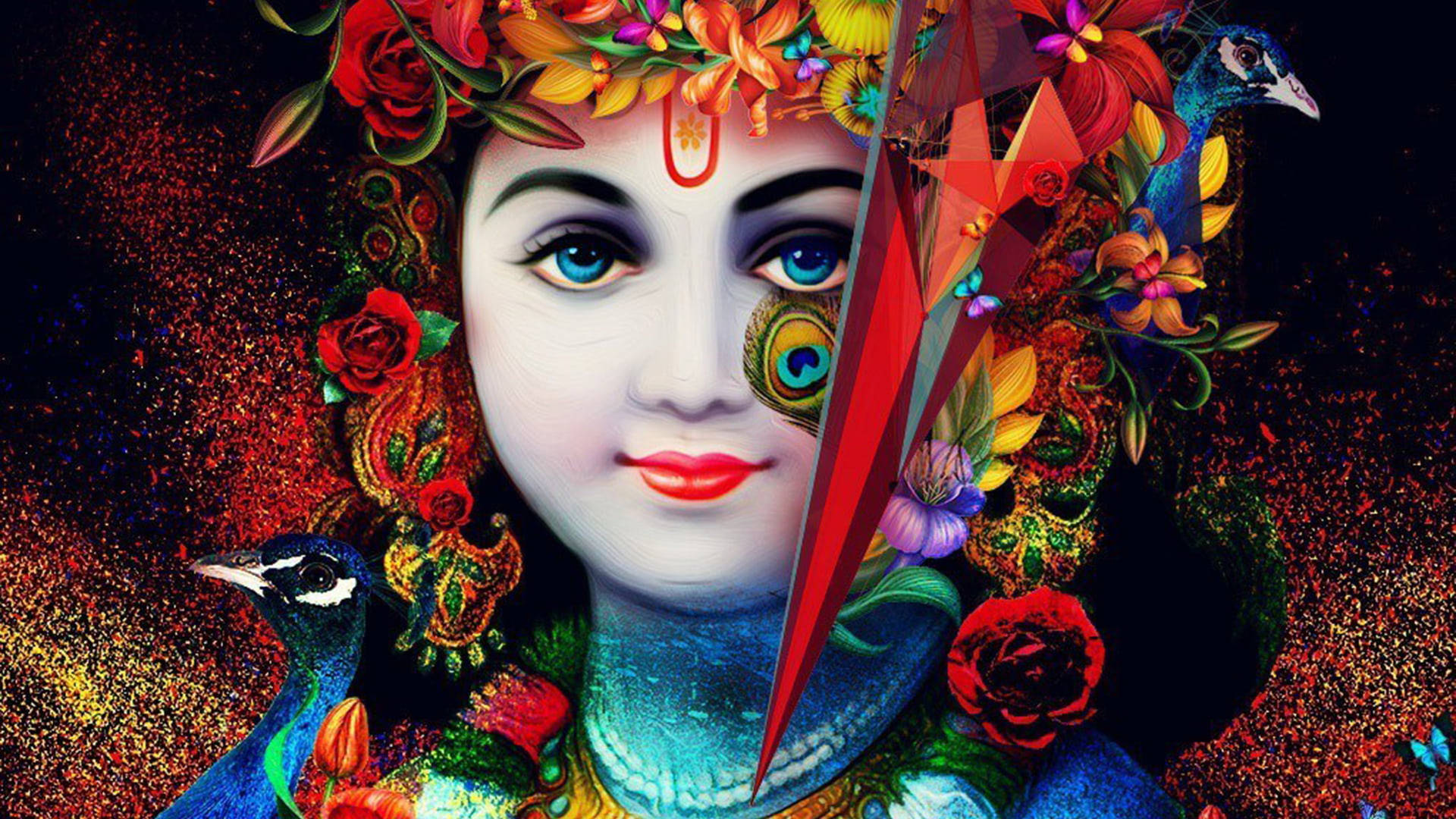 Colorful Close-up Of Krishna 4k Wallpaper