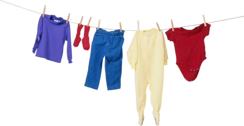 Colorful Clothesline Laundry Display PNG