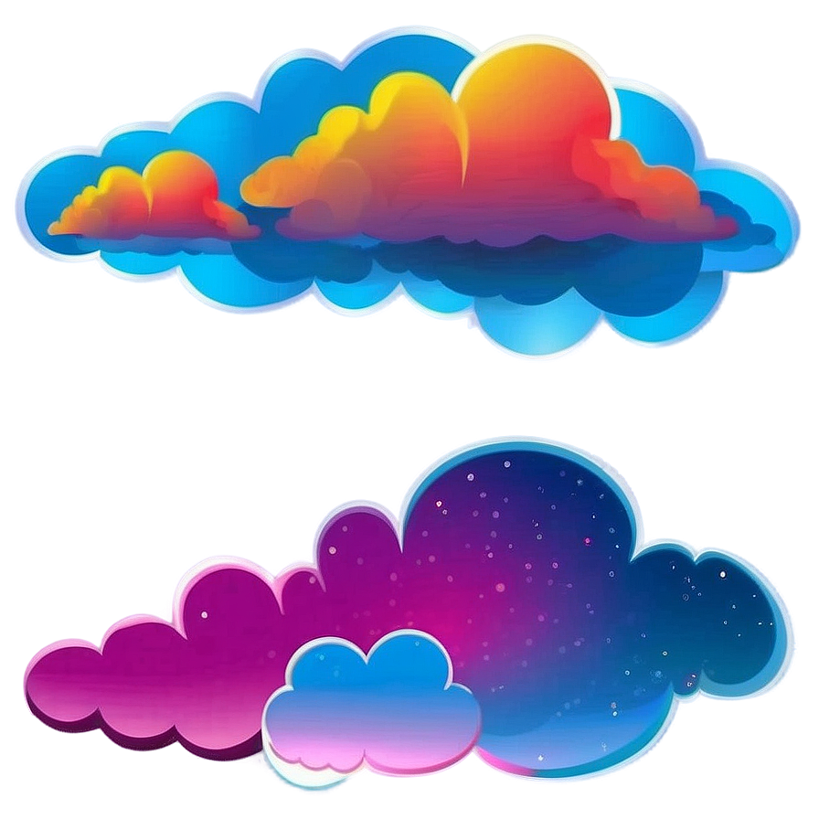 Colorful Cloud Vector Set Png 68 PNG