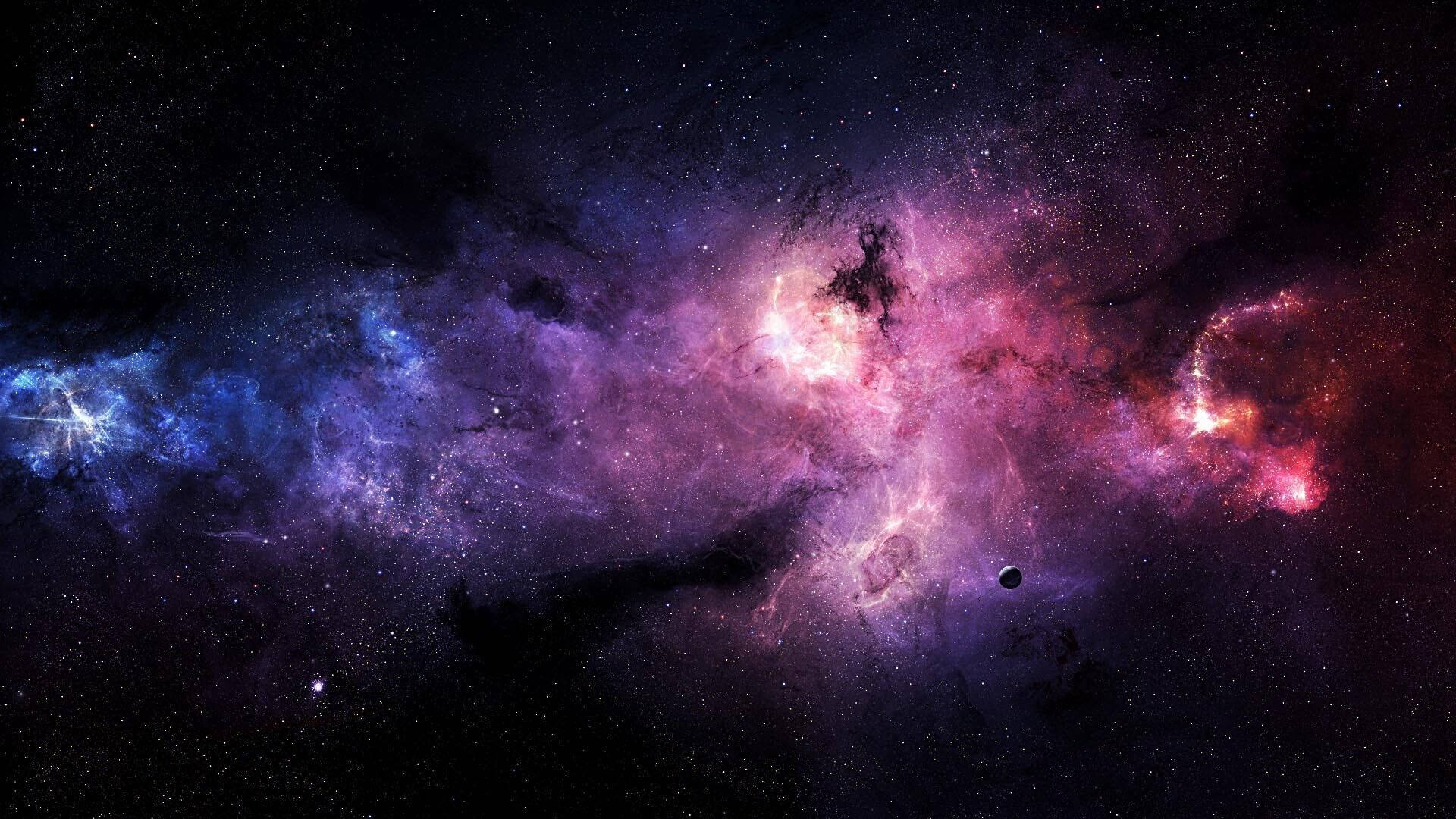 Colorful Clouds In Galaxy Background