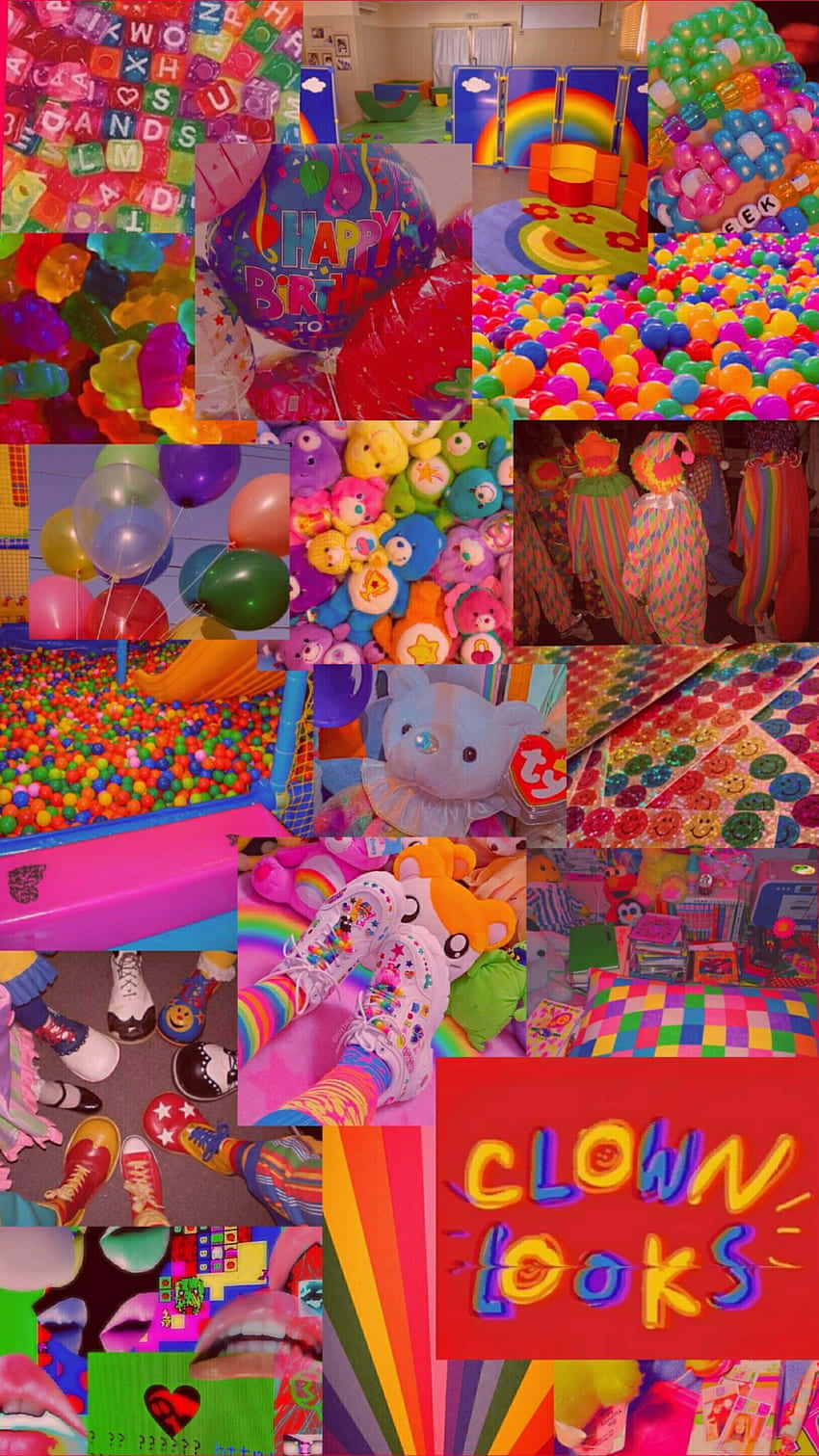 Colorful Clown Aesthetic Collage Wallpaper