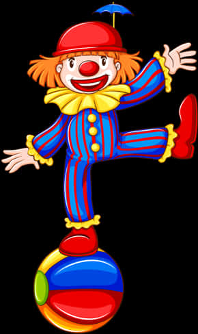 Colorful Clown Balancingon Ball PNG