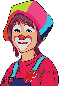 Colorful Clown Cartoon Portrait PNG