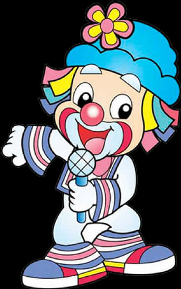 Colorful Clown Cartoonwith Microphone PNG